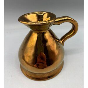 Vintage Copper Lustreware Ceramic Pitcher Vase Jug Handle